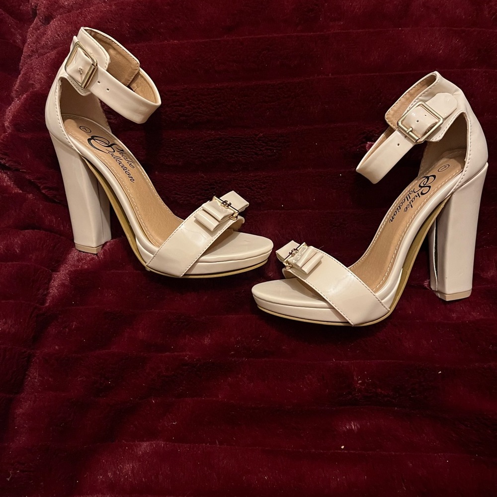 Cream platform heels